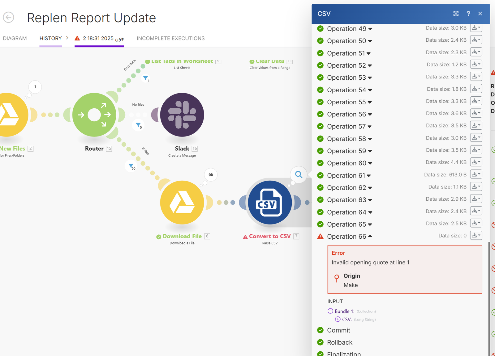 Automated report update workflow